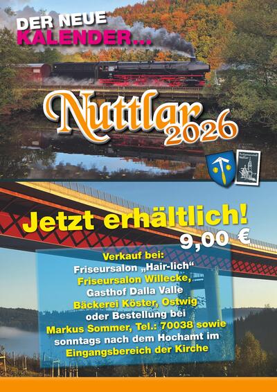Nuttlarer Kalender 2026 jetzt erhältlich